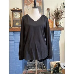 Cabi Tunic Top L Black Hi Low Hem Shirt Capsule Basic Office Casual Boho